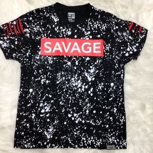 Phat Farm Shirt Graphic Tee Savage Short Sleeve Paint Splatter Distressed XL